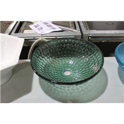 GREEN GLASS BATHROOM SINK