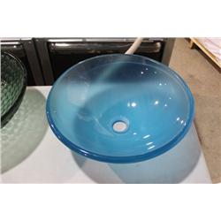 BLUE GLASS BATHROOM SINK