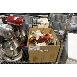 BOX OF GLASSES & HEATER FAN