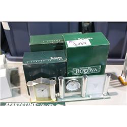 5 DECORATIVE BULOVA CLOCKS