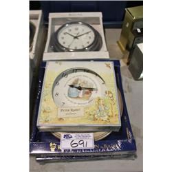 2 ROYAL DOULDON CLOCKS & 2 BULOVA CLOCKS & PETER