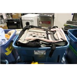BIN OF BACKPACKS