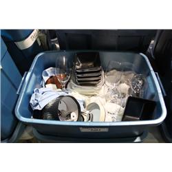 BIN OF DISHWARE