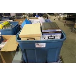 BIN OF STORAGE BOXES