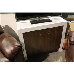 2 DRAWER WHITE & WOOD STORAGE CABINET