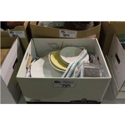 BOX OF DISHWARE