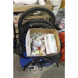 LOT OF BIKE TIRES & HARDWARE