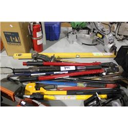 LOT OF LARGE TOOLS & TOOL BAGS