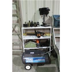 SHELF OF TOOLS & COMPRESSOR TANK