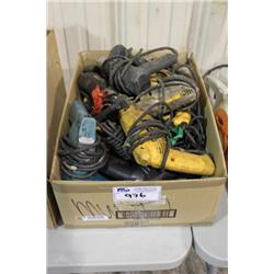 BOX OF ELECTRIC DRILLS & TOOLS