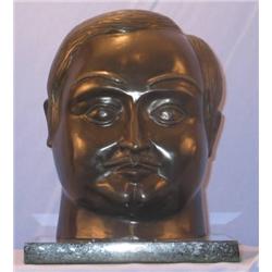 MALE HEAD  MAGNIFICENT BRONZE SCULPTURE AFTER FERNANDO BOTERO