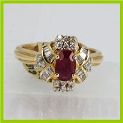 Genuine  1.27 ctw Ruby & Diamond Ring 14KT Yellow Gold Ring Size 6.5