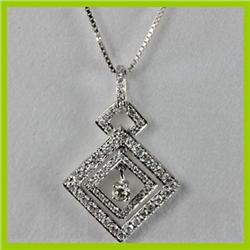 Genuine 0.45 ctw Baguette & Diamond Pendant 18kt Gold-White