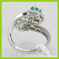 Genuine 1.61 ctw Emerald & Diamond Ring 14kt Gold-White 