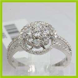 Genuine 0.87 ctw Diamond Ring 18kt Gold-White 