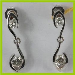 Genuine  0.91 ctw Diamond Earring 14KT White Gold 