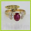 Image 1 : Genuine  0.99 ctw Ruby & Diamond Ring 14KT Yellow Gold Ring Size 6.5