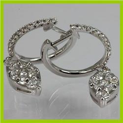 Genuine 0.66 ctw Princess &Diamond Earring 18kt Gold-White