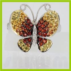 Genuine  1.43 ctw Multi-Sapphire & Diamond Ring 14KT White Gold Ring Size 7