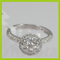 Genuine  0.83 ctw Diamond Ring 18KT White Gold 