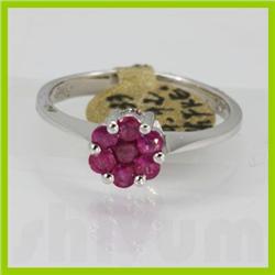 Genuine  0.70 ctw Ruby & Diamond Ring 14KT White Gold Ring Size 6.5