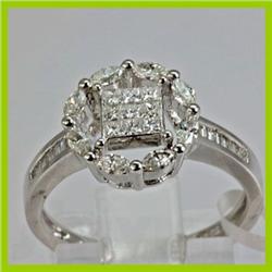 Genuine 0.60 ctw Princess Marque & Baguette Diamond Ring 18kt Gold-White