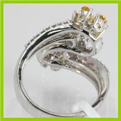 Genuine 2.47 ctw Multi Sapphire Flower & Diamond Ring 14kt Gold-White 