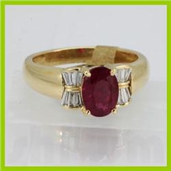 Genuine  1.57ctw Ruby  & Diamond Ring 14KTYellow GoldRing Size 6.5
