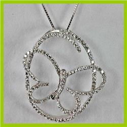 Genuine 1.08 ctw Butterfly Diamond Pendant 18kt Gold-White 
