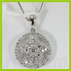 Genuine 0.645 ctw Pave Round Diamond Necklace 16" 14kt Gold-White 