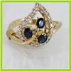 Image 1 : Genuine  1.05 ctw Sapphire & Ddiamond  Ring 14KT Yellow Gold Ring Size 7.5