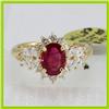 Image 1 : Genuine  2.12 ctw Ruby & Diamond Ring 14KT Yellow Gold Ring Size 6.5