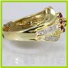 Image 3 : Genuine  0.50 ctw Ruby & Diamond Ring 14KT Yellow Gold Ring Size 6.5