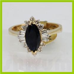 Genuine  1.76 ctw Sapphire & Diamond Ring  14KT Yellow Gold Ring Size 6.5