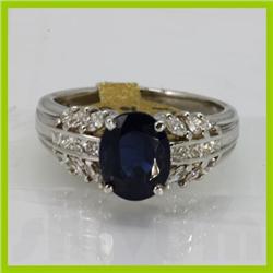 Genuine  2.73 ctw Sapphire & Diamond Ring 14KT White Gold Ring Size 6.5