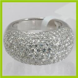 Genuine 3.95 ctw Pave Anniversary Tappered & Diamond Ring 18kt Gold-White 