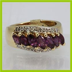 Genuine  1.91 ctw Ruby & Diamond Ring 14KT Yellow Gold Ring Size 6.5