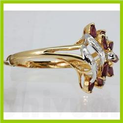 Genuine  1.34 ctw Ruby & Diamond Ring 14KT Yellow Gold Ring Size 6.5