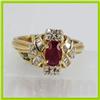 Image 1 : Genuine  1.27 ctw Ruby & Diamond Ring 14KT Yellow Gold Ring Size 6.5
