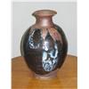 Image 1 : Mid-century Japanese Ceramic Vase, medium w/symbols, glazed, 12 x 8",