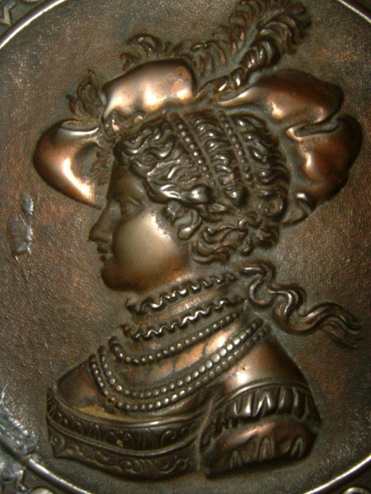 Victorian Decorative Plate Cast Iron Bronze Plated Ca 1880 13