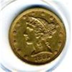 1895 $5 Liberty Head Gold Half Eagle Fabulous AU
