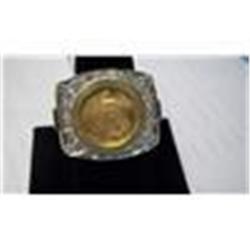 St Gaudens Gold Coin Diamond Mens Ring, 35 Grams 14K