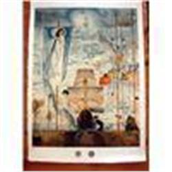 Framed Signed & numbered Salvador Dali Lithograph plus two Silver 1892 Columbian Expo Half Dollars.