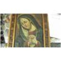 Antique Original Religous Painting on metal with frame, early 1800s