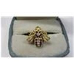 Cartier Design 1 CT Ruby and Diamond 14K Gold Bee, 6 grams gold