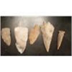 5 Rare Vintage Original Indian Arrowheads