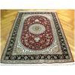 Fine 4'x6' Oriental Tabriz, Wool & Silk Blend, 400 knots per sq. inch