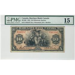 Barclay's Bank of Canada, 1935 $10 #E102197, CH30-12-06 PMG F15.