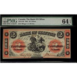 The Bank of Clifton 1861 $2 #486 CH-125-12-10 PMG CH UNC64.